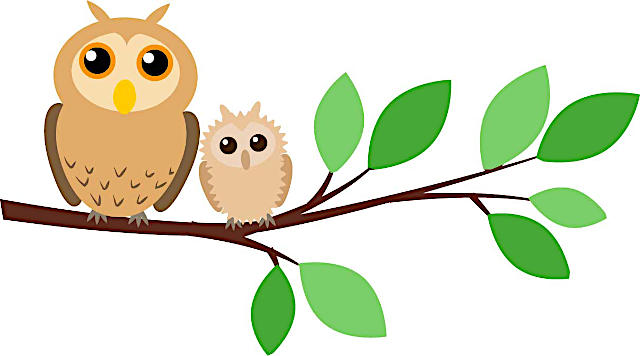 フクロウの親子